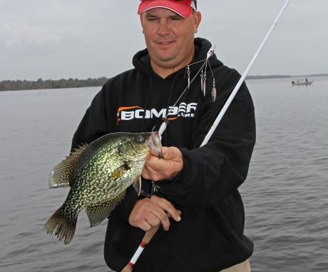 Crappie typically try to bust up large bait balls into smaller more manageable clusters, which these multi-arm rigs resemble.