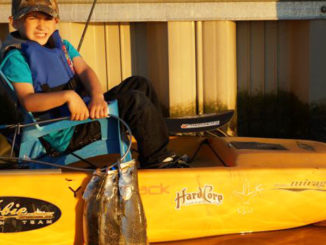 Five-year-old Caleb Kellum managed to catch a few nice specks while riding in the back of his dad’s kayak. Trolling is a great way to get young children involved in fishing.