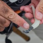 Rue is high on Jenny’s Jigs jigheads because their rings hold plastic tails on the head better than do other types of keepers.