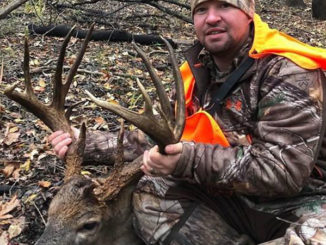 Cody Culpepper shows off the 184-inch 13-point buck he shot on Boeuf Wildlife Management Area in Caldwell Parish.