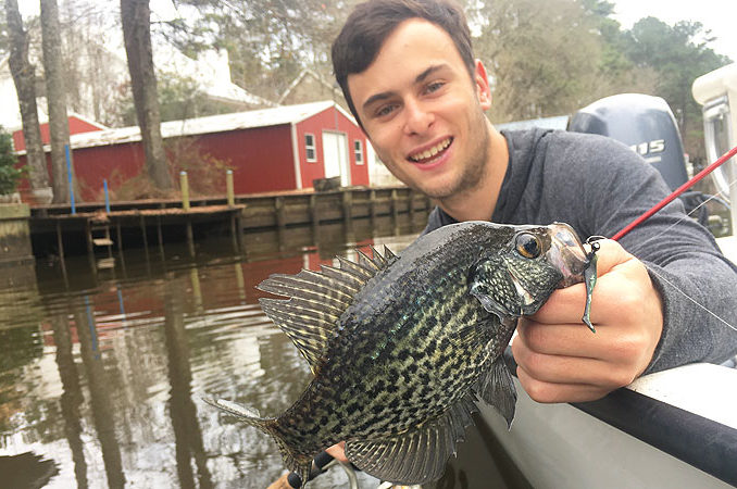 Author Joel Masson shows off a sac-a-lait he caught from a cut off the Tchefuncte last spring.