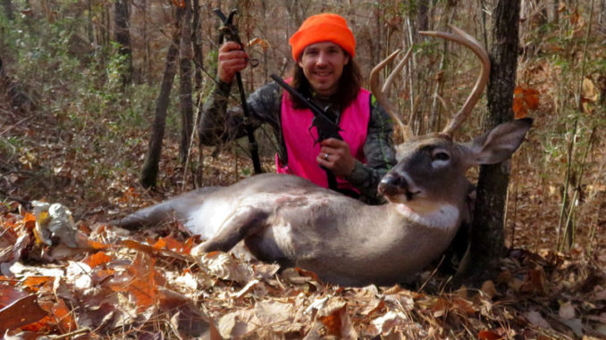 Josh Chauvin, the Apex Predator, with a nice North Louisiana public lands buck he took using a hillside strategy involving white and red oak acorns.