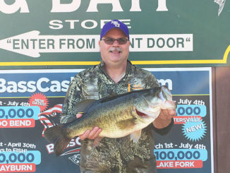 Darren Burns, of Moss Bluff, shows off the 10.27-pound lunker bass he landed on March 20 near Mill’s Creek — the first of four lunkers landed on what proved to be an epic day at Toledo Bend.