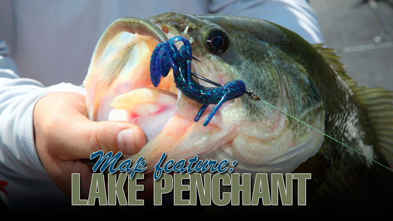 During the latter part of the bass spawn in March, fish around and near Lake Penchant for spring largemouth bass, plus an occasional redfish.