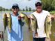 Paul Begnaud, left, and his father, Chester Begnaud, hold five bass that went 16.89 pounds on the first day of the Henderson Lake Dog Fight Classic in 2018.