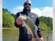 Trey Ledet, out on Toledo Bend with his dad, Eugene Ledet, holds a chunky bass caught while dead sticking a Zoom Super Fluke while fishing with John Dean over Easter weekend.