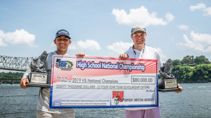 Northlake Christian School’s Christopher Capdeboscq and Sam Acosta won the 2019 TBF/FLW High School Fishing National Championship on Pickwick Lake. (Photo by Charles Waldorf)