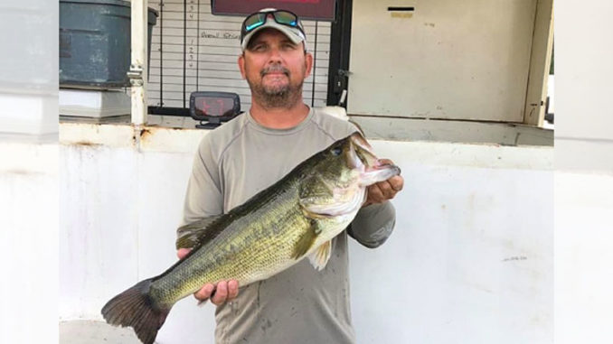 Corey Harris with the 9.14 bass that won the recent Caney Majestic tournament.