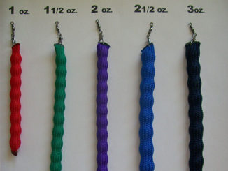 Slinky weights, built with large split-shot or buckshot pellets stuffed into paracord and sealed inside, are much less likely to hang up when dragged across the bottom for catfish. (Photo by Phillip Gentry)