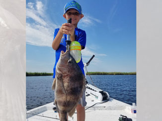 David Herard, 7, shows off the West Division’s winning sheepshead, which tipped the certified scales at Hackberry Fishing Camp and Marina at 5.75 pounds. For his catch, Herard is set to receive a $1,500 Academy Sports & Outdoor gift card at the CCA awards banquet on Oct. 17 in Baton Rouge. (Photo courtesy of CCA Louisiana)