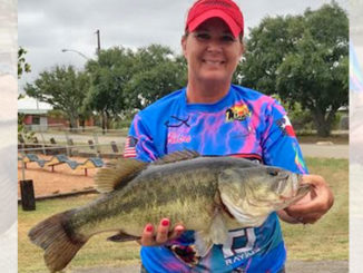 Big bass like this one caught by Alisa Johnson can be found at Caddo Lake right now near the cypress trees in deeper water.