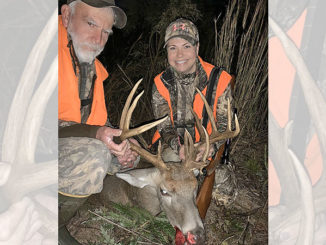 Lori Gaskin and her uncle Rocky Crawford with Lori's 18-point Lincoln Parish buck.