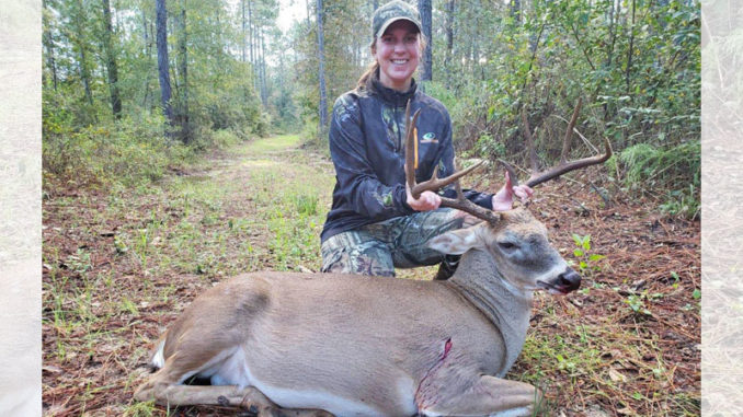 Kara Blessing with her 148-inch Beauregard Parish 12-point.