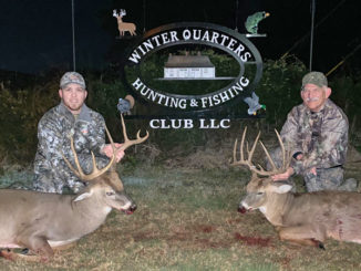 The two big bucks shot by Jack and Lane Cox one half hour apart on Nov. 9.