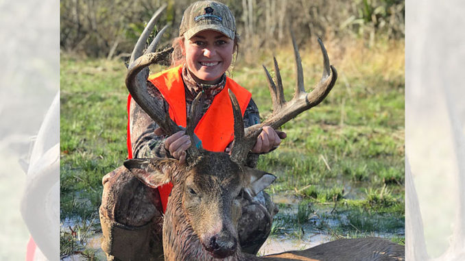 Lacie Russell and her 14-point Morehouse Parish buck.