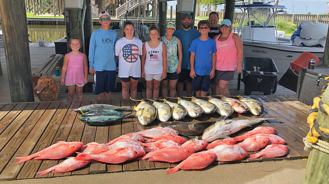 The “Chaos” crew for the Golden Meadow Fourchon Tarpon Rodeo with a mess of red snapper, cobia, jack creville and bonita. These kids took home 5 trophies and memories that will last a lifetime.