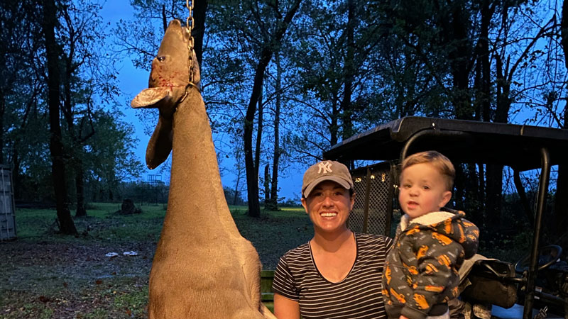 Mother and son hunt