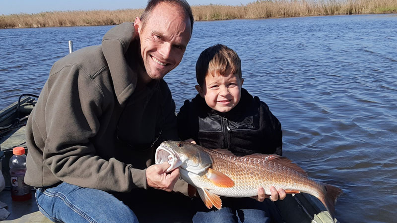 Father and son fishing excursion