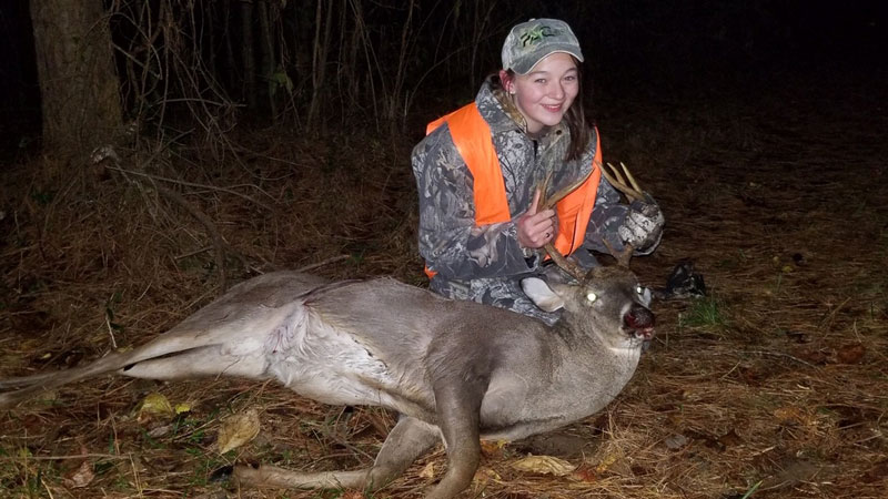 Makayla downs her first buck