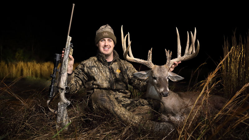 Tyler Jordan of Columbus, Ga., took his giant 14-point buck on December 7 at Honey Brake in Catahoula Parish.