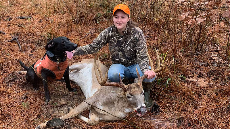 Nikki Gaspard killed an 11-point Bienville Parish buck that always had five does accompanying him on Jan. 23.