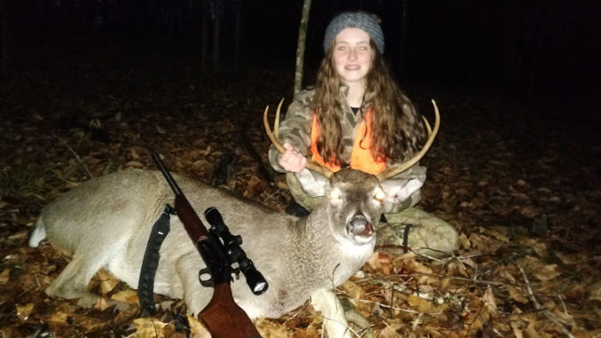 Anna Beth Garbo from Robert, La., took this December buck this past season. She is a crack shot and has been hunting and bagging deer since the age of six. Her preferred caliber and bullet combo are the the .243 Win. with a 100-grain PSP bullet.