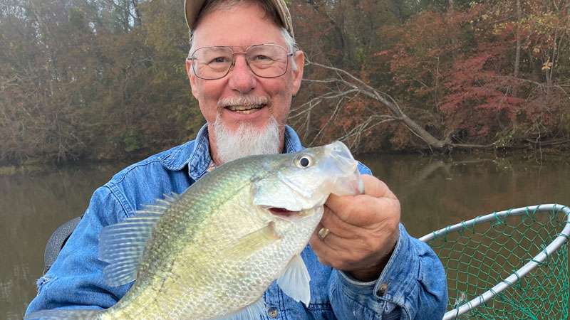 Phillip Watkins from Tuscaloosa, Ala., with one of 29 nice crappie he caught while fishing with PeeWee Kennedy on the Tombigbee River.