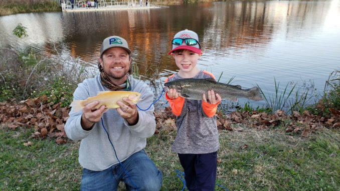 Anglers fishing at Joe Brown Park, the New Orleans’ Get Out and Fish! location, show off their Rainbow Trout stringer. (Photo courtesy LDWF)