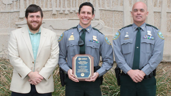 (Left to right) LCBA Executive Director Richard Fischer, Sgt. Josh Laviolette and Colonel Hebert. (Photo courtesy LDWF)