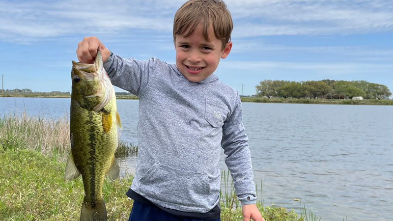 Allen Swisher caught this nice bass fishing for brim with his dad on private property in Jefferson Davis Parish.