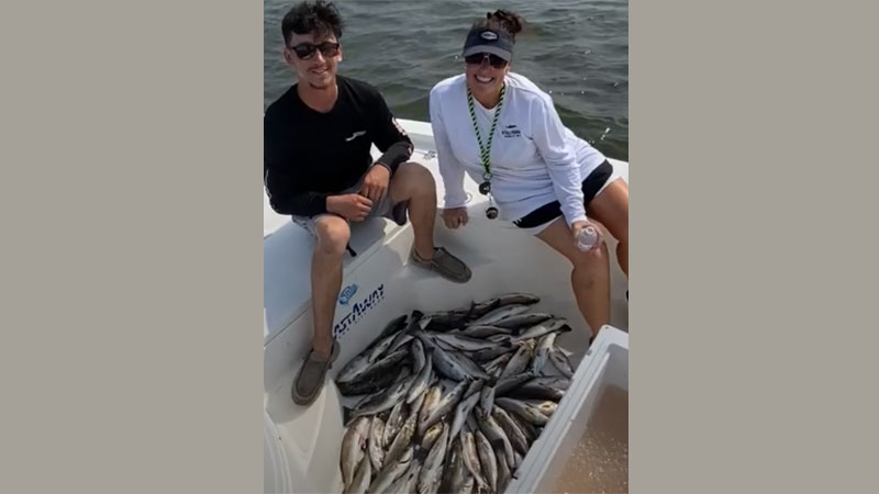 Tammy Bretey and Tate Denise with a limit before breakfast in Lake Borgne.