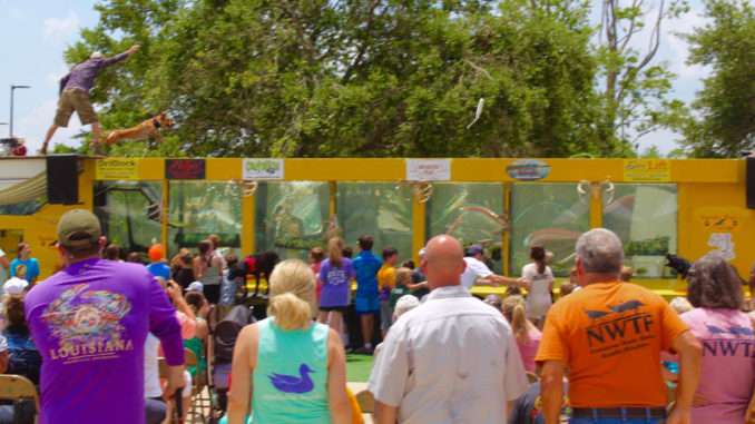 The Fetch-N-Fish dogs were a hit with young and old alike at the 2022 Louisiana Sportsman Show.