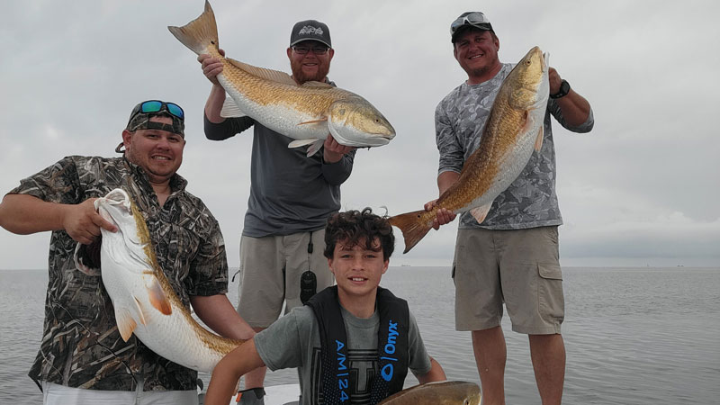 We came across a massive school of bull reds feeding on shrimp around Casse Tete Island.