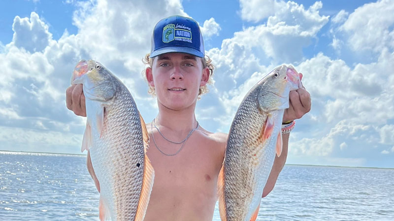 Trevor Huval limited out on redfish in 20 minutes.
