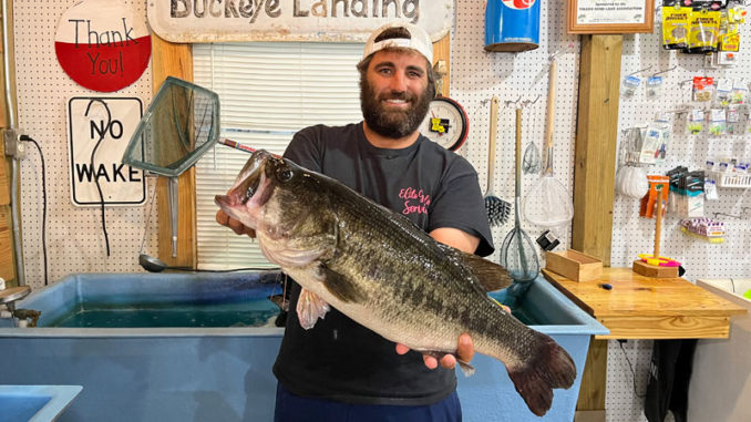 Zachary Gagnard and his night-time trophy, a 10.87 Toledo Bend lunker bass.