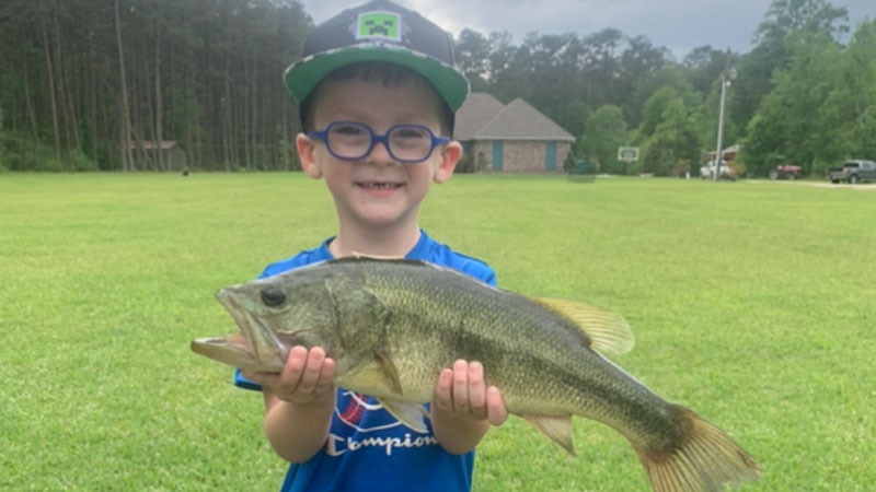Brothers Nicholas and Lucas Messenger caught these bass on April 16 in a private pond in French Settlement.