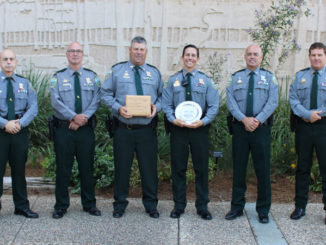 (Left to right) Major Eddie Skena, Capt. Stephen McManus, Sgt. Villere Reggio, Sgt. Joshua Laviolette, Col. Chad Hebert and Major Rick Owens. (Photo courtesy LDWF)
