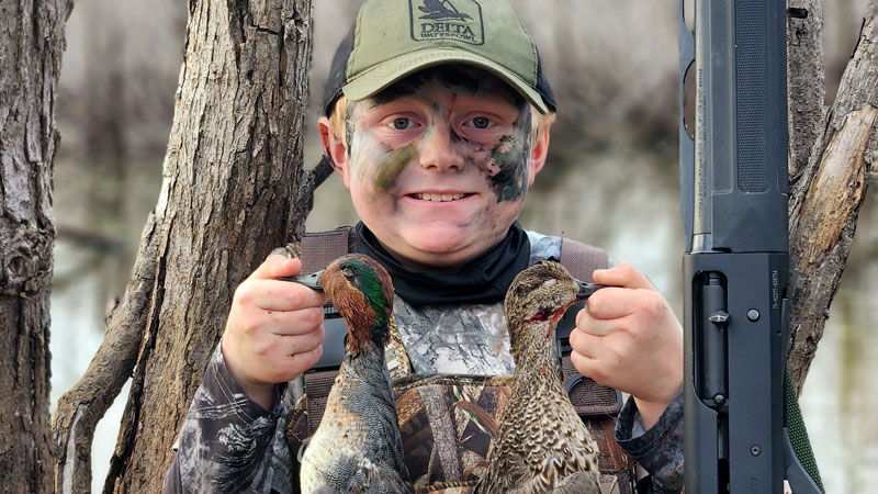Levi Kelsh's first duck