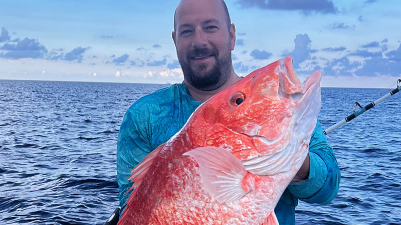 Bradley Burdett was fishing out of Port Fourchon on June 7, 2023 when he caught this 25-pound red snapper.