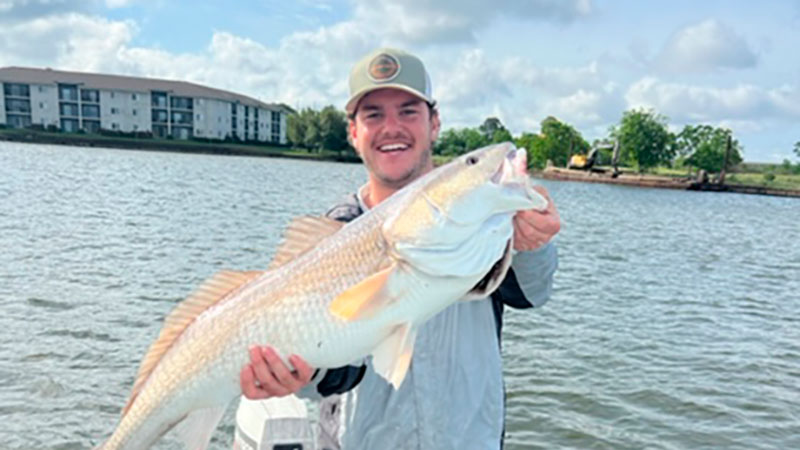 Jordan Anderson of Destrehan with a bull red caught April 16 at Eden Isles in Slidell.