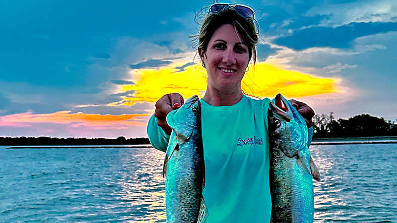 Nerissa Carr with some beautiful trout caught June 7 at Freshwater City.