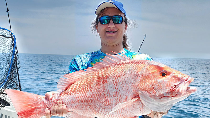 Samuel Wagoner, 17, of Baton Rouge caught this red snapper in Grand Isle.