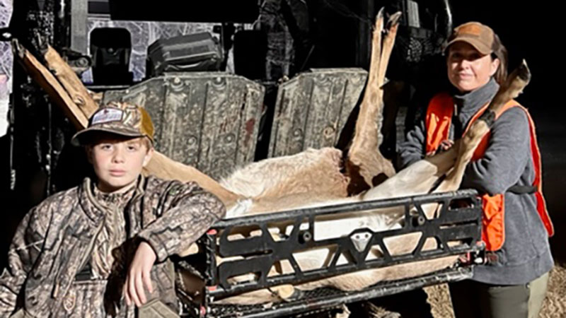 Whitney Ward and her son, Jack Henry Ward, on doe patrol in Madison Parish back in January 2023.