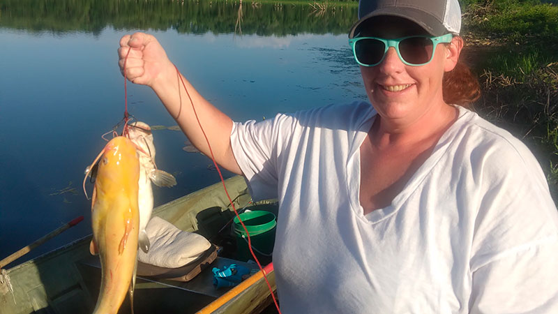 Courtney Butner and Cynthia McCord had a once in a lifetime catch, this golden catfish, on June 14 at Blind Pony Lake in Saline County Missouri.