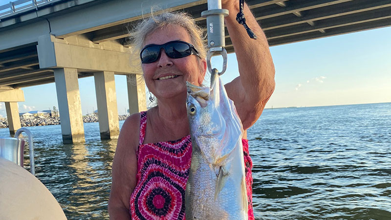 Lisa Sambola caught this beautiful speckled trout on a recent trip to Grand Isle.