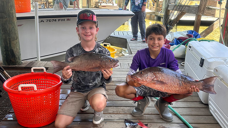 Drake and Preston with mangroves