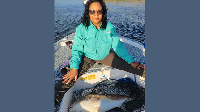 Diane Peters with her red drum
