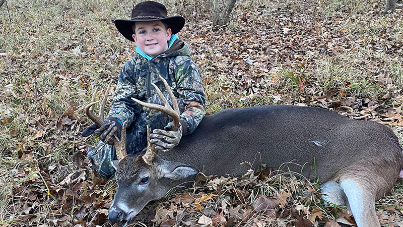 Kain Moran got his first buck