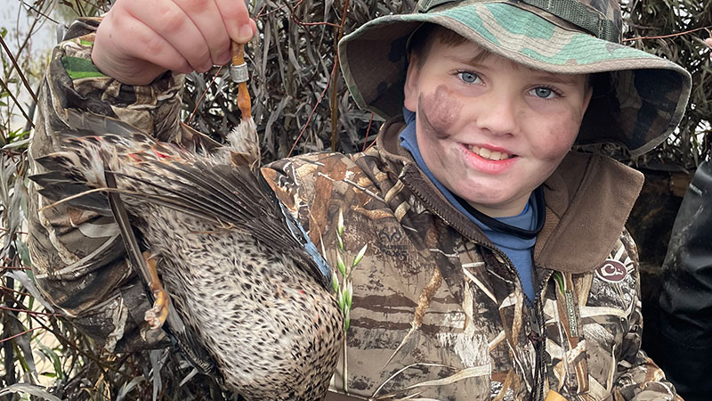 Atticus Deloach's first duck