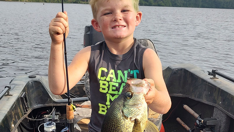 Kaden Blewer fishing on Mill Creek Reservoir in Saline, La., trying to find a few white perch on Feb. 10.